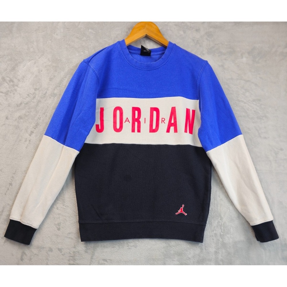 Vintage Air Jordan Crewneck Sweatshirt Youth Boys Large Colorblock Spellout Logo
